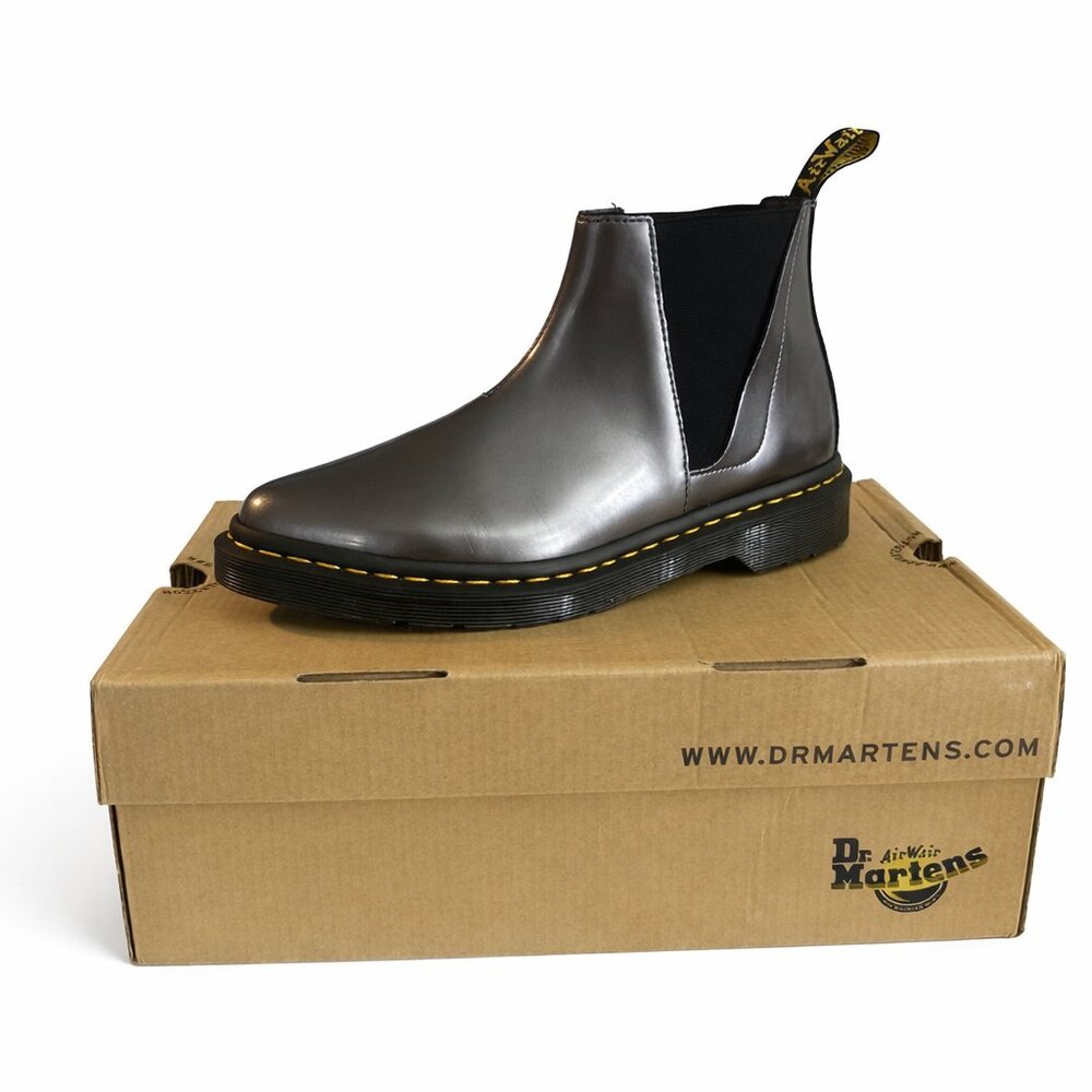 Dr. Martens Bianca Chelsea Boots Pewter Metallic Patent Women’s Size 8